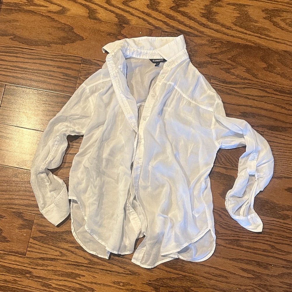 Express Crisp White Collared Shirt